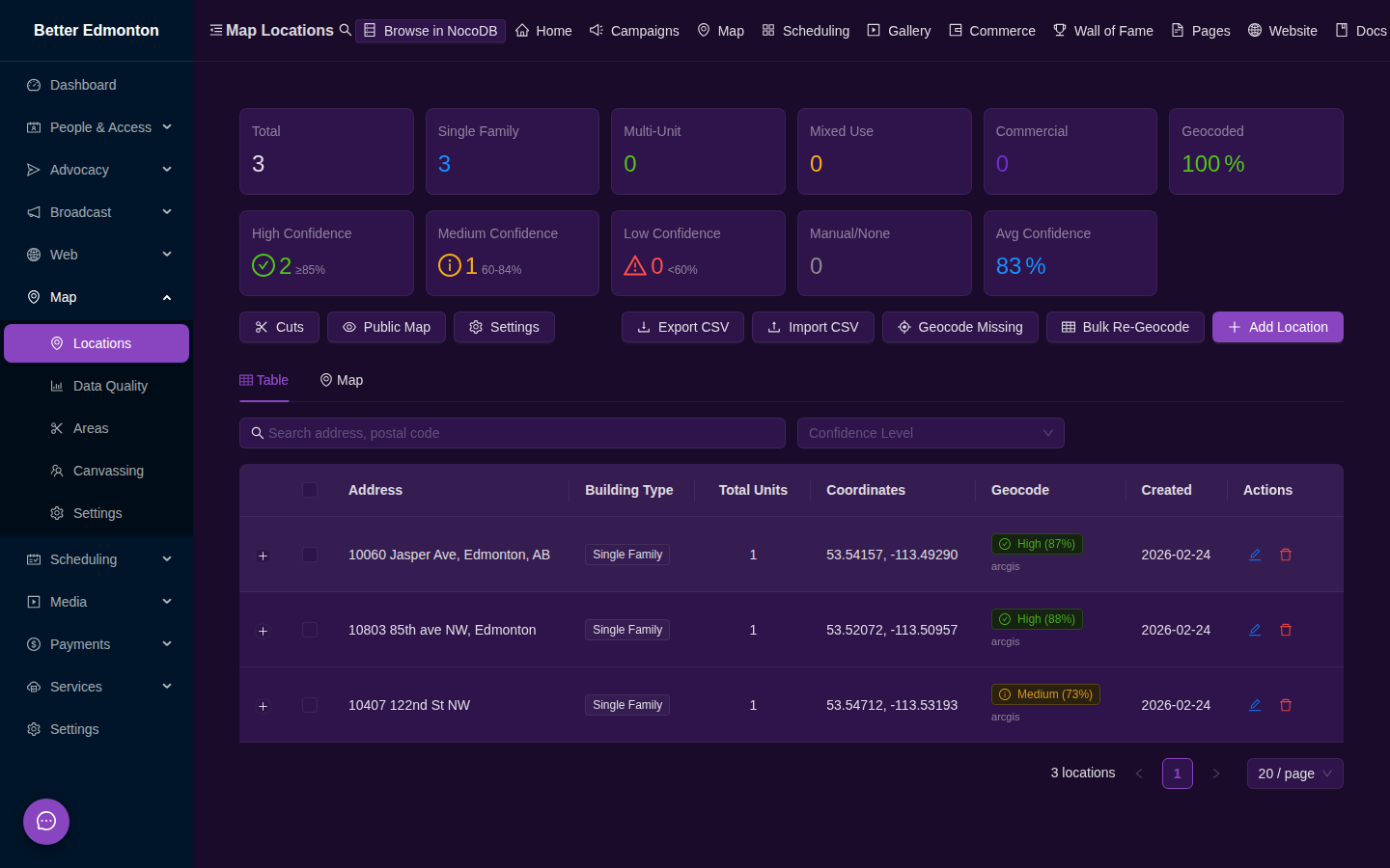 Locations Page