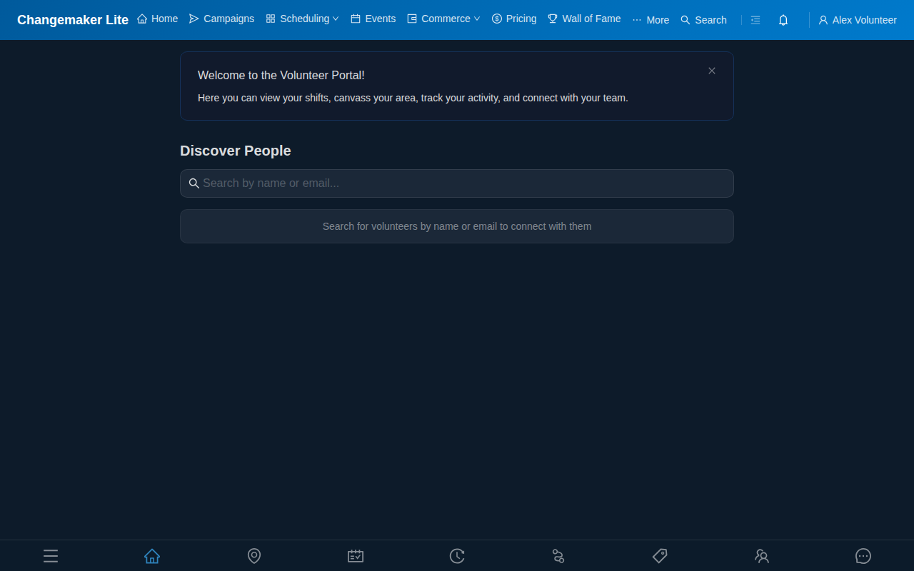 Discover People page with search and ranked suggestions